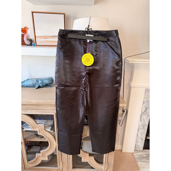 Alden Adair Pants - Alden Adair Metallic High Waisted Trousers Womens Large Black NWT